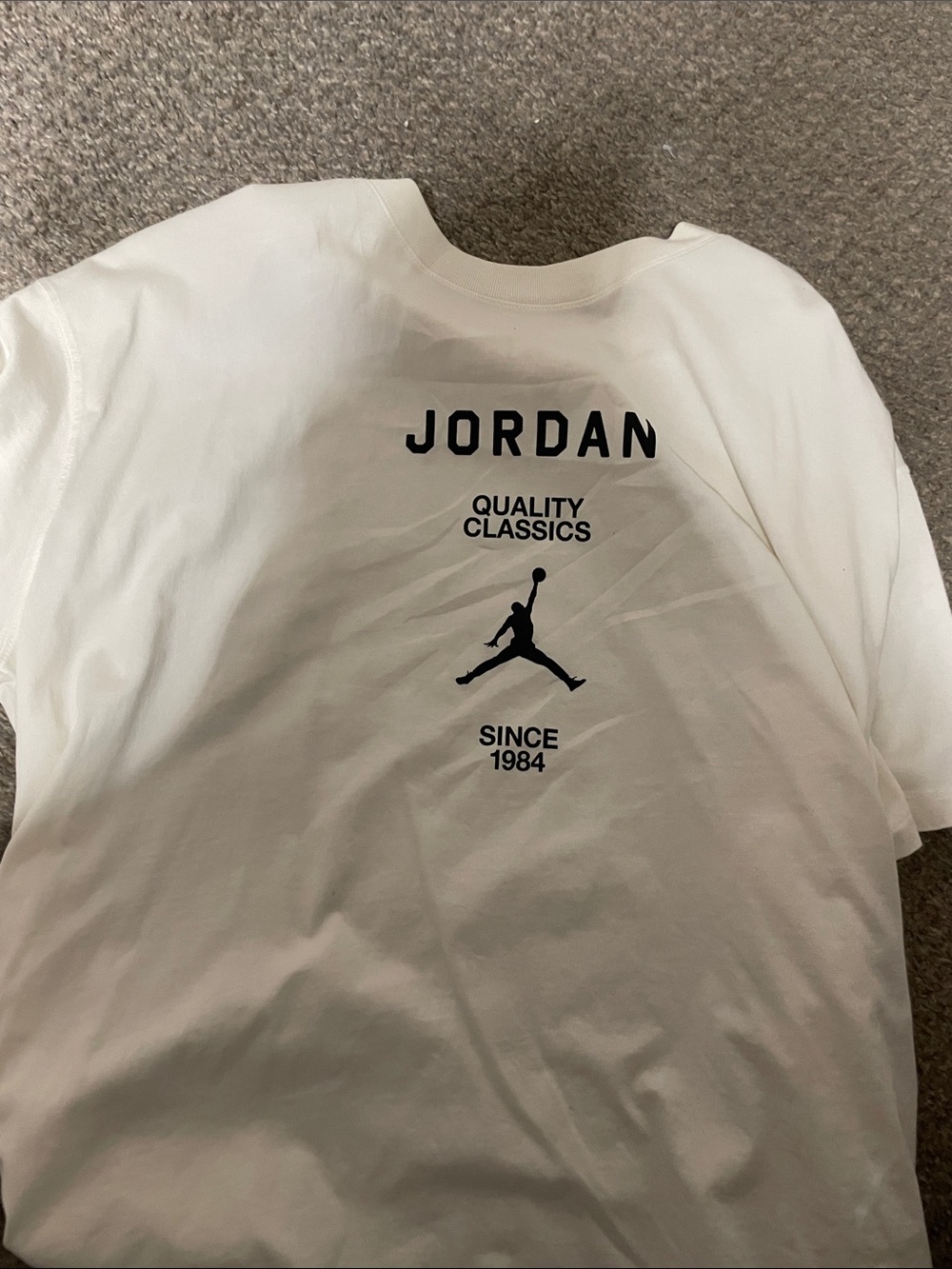 Jordan White Short-Sleeve Tee with Black Graphic